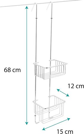 Підвісна полиця для душу Kowald Design, хром, вузька, 68x15x12 см