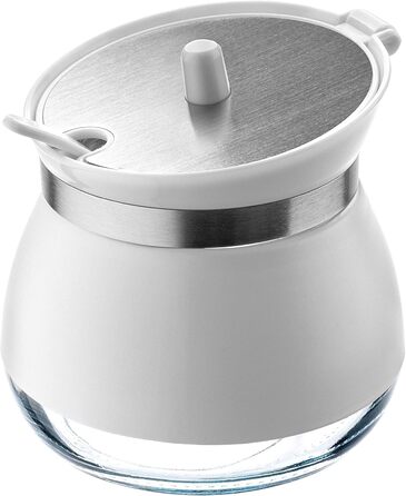 Цукорниця KADAX з ложкою, 270мл, контейнер для цукру з порошковим покриттям, 9x9см, цукрониця в 2 кольорах, дозатор для спецій з кришкою для чаю, цукру (білий)