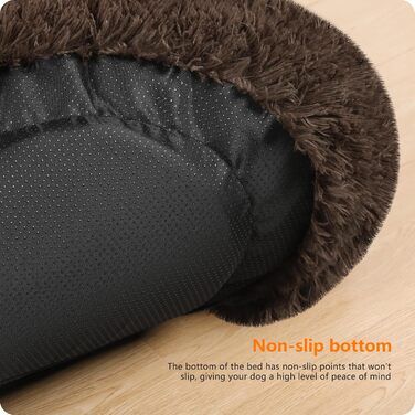 Ортопедичне ліжко для собак HMTOPE: кругла подушка, собаче ліжко, диван для котів, донат, м'яке гніздо, 70 см Ø, (120 x 120 x 20 см), коричневий