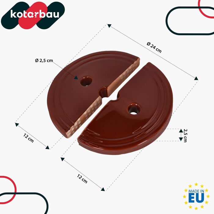 Обтяжувач KOTARBAU 230 мм для глечика, ферментаційний камінь з кераміки для квашення овочів, половинчастий, для глиняного та керамічного посуду