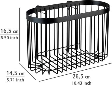 Велика настінна полиця WENKO Classic Plus Black для ванної, з антикорозійним покриттям, чорна