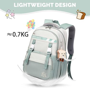 Шкільний рюкзак IvyH для дівчаток, водонепроникний, для 5-9 класів, з великою місткістю, зелений