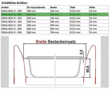 Органайзер для столових приборів Orga-Box сріблясто-сірий для шухляди 80 см (473,5 x 694 мм) Nobilia (2012-2024) III