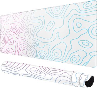 Килимок для миші та клавіатури 800x400 мм - ігровий килимок для столу з прошитими краями, чорно-білий абстрактний дизайн (Dazzle White)