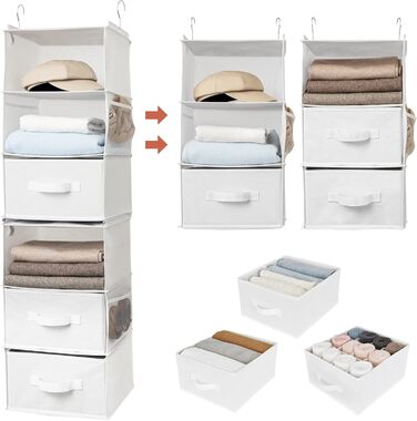 Органайзер для шафи GRANNY SAYS, підвісний, з шухлядами, 1 шт. Підвісне зберігання, полиця для шафи, тканинний органайзер для спальні (білий)