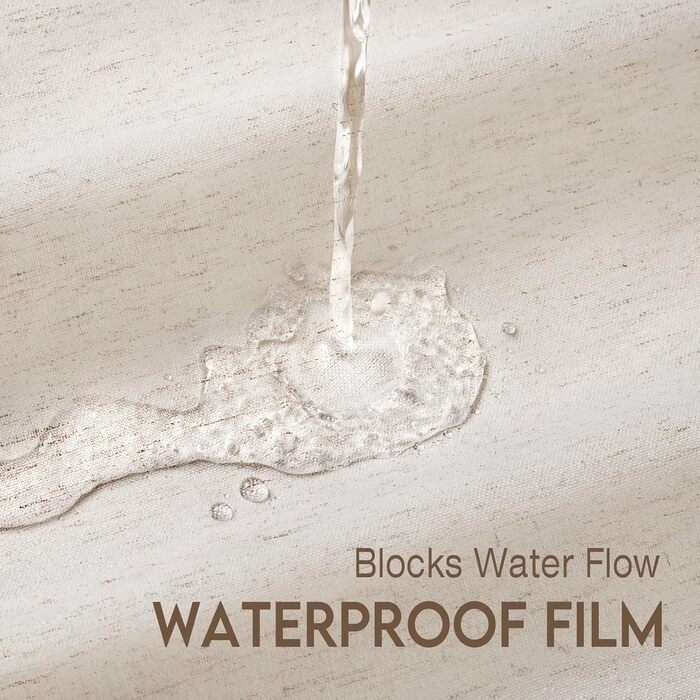 Штора для душу льон 180x200 см, Бохо стиль, водонепроникна, анти-грибок, біла - для ванної кімнати