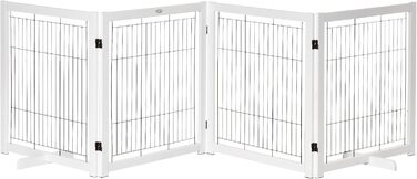 Захисне ґратка для собак PawHut - 4 панелі, 305x82 см, білий, для сходи, дверей, проходу