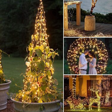 Льод-гірлянда мідний дріт, 100 метрів, 1000 LED, 8 режимів, вологостійка, тепле світло, для прикраси дому, саду, ялинки, вечірки, Різдва