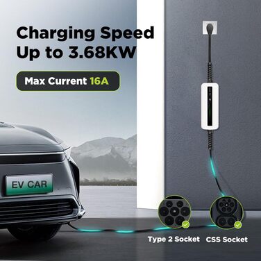 Morec Mobile Wallbox 11kW Type 2 (6-16A) для електромобілів: портативна зарядка з CEE 380V, кабель 6м
