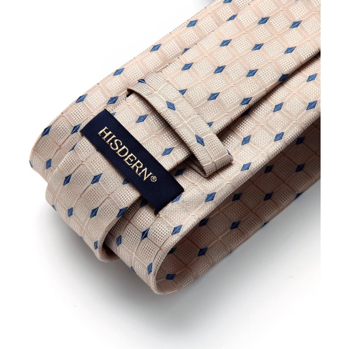 HISDERN Комплект краватки та нагрудного хустинки для чоловіків: стильний бежевий варіант для весілля та особливих подій