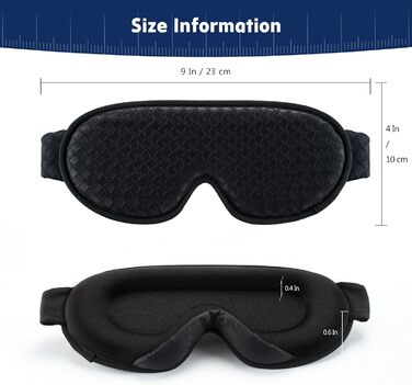 Маска для сну Aosun 3D для тих, хто спить на боці, оновлена версія 2025, повна світлоблокування, дихаюча, з регульованим гумкою та берушами, для подорожей, офісу, йоги, чорна