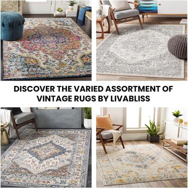 Килим Livabliss Sicily Vintage Sicily Vintage 120x170 см - для вітальні, їдальні, спальні, у стилі бохо, з кольоровим візерунком, блакитний, гірчичний, чорно-блакитний, сірий та гірчичний кольори