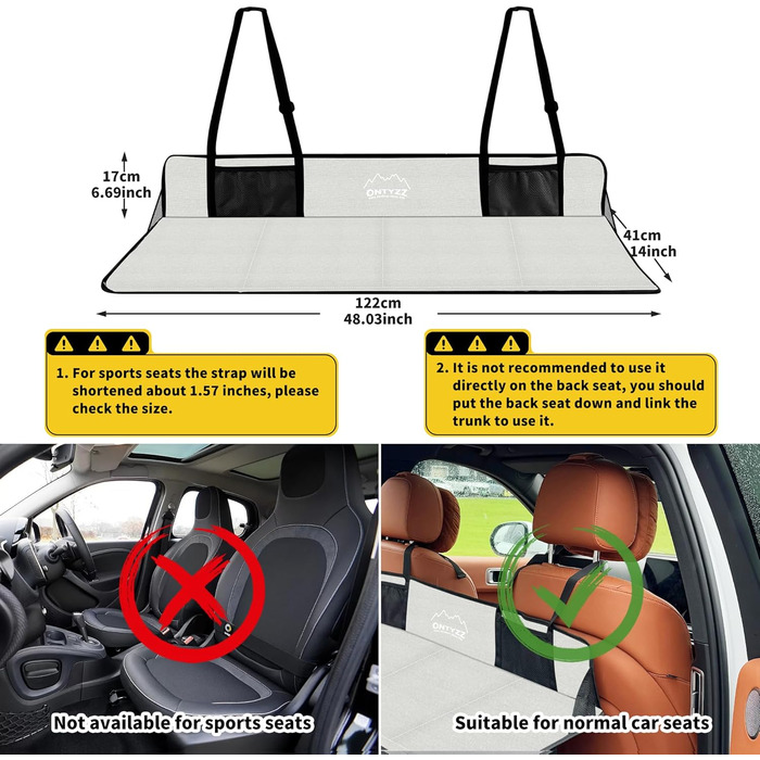 Автоматизована повітряна матрац для авто SUV на 2 особи, для кемпінгу та подорожей, самонадувна, з насосом та подушками, 183*13*7 см, чорний/сірий