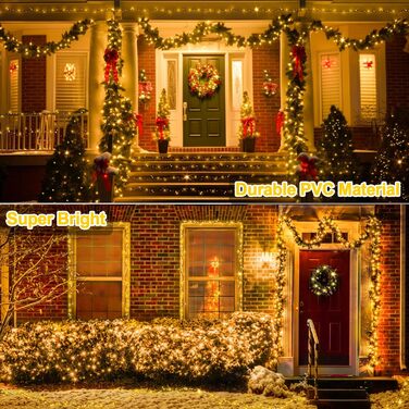 Льо́хка гірлянда 1400 LED для дому та саду: 8 режимів, пульт, таймер, вологостійка, тепле світло, для декору вечірок, свят, ялинки