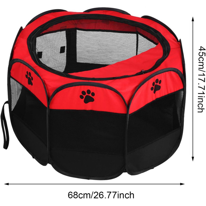 Летворезист для цуценят, кроликів, курчат: портативний, складаний, з сіткою та блискавкою. Підходить для використання в приміщенні та на вулиці (червоний)