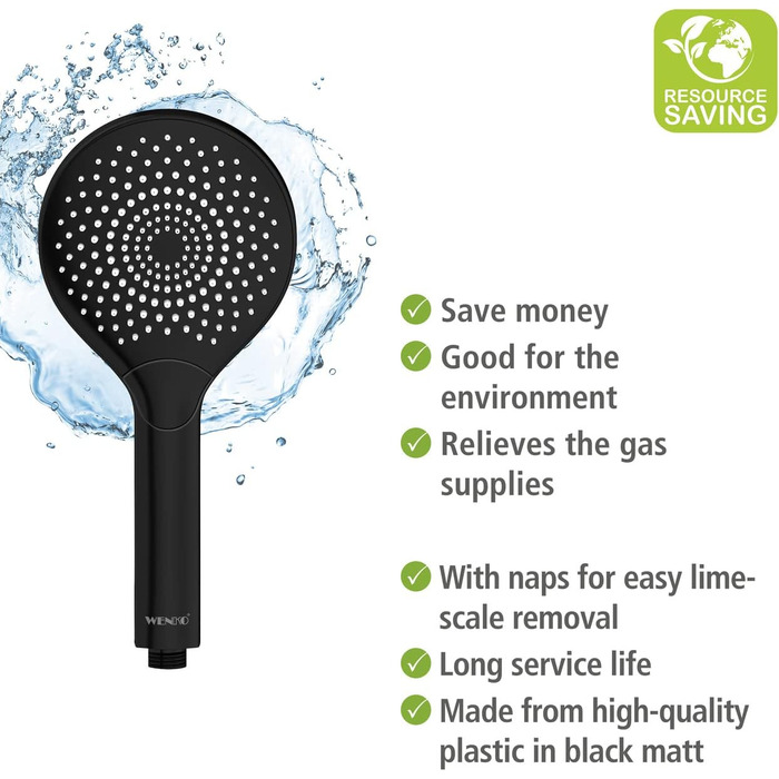 Water-Saving Showerhead Wood (Matte Black)