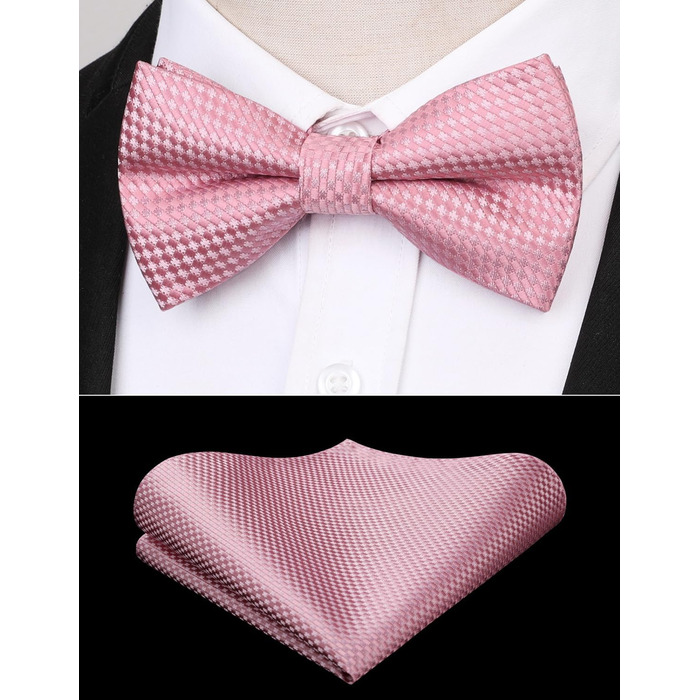 Краватка-метелик чоловіча Enlision з кишеньковим хустинкою - Комплект краваток для весілля, пов'язування, костюма, з подарунковою коробкою (Рожевий 2)
