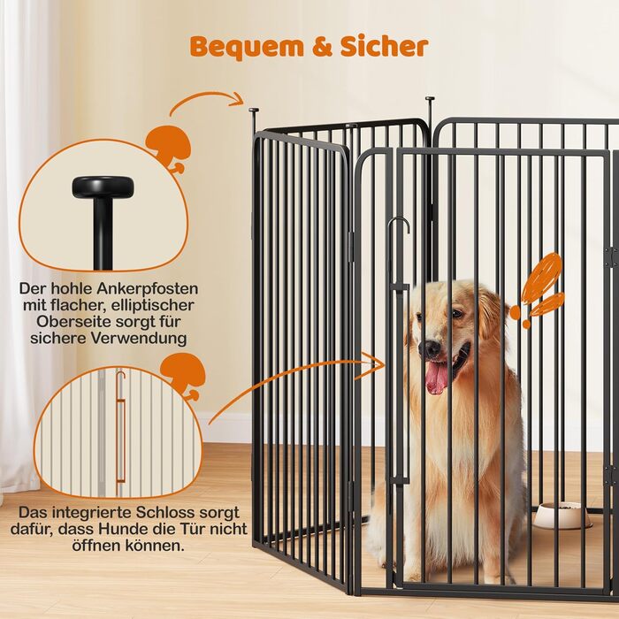 Забіг для цуценят Yaheetech 6-секційний, 100 см, з замком, захист від подряпин, міцні металеві дроти, для дому та саду