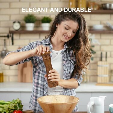 Набір з 2 мельниць для солі та перцю з дуба з регульованим керамічним ротором, 20 см