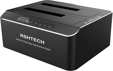 Док-станція для жорстких дисків RSHTECH з двома відсіками, USB 3.0, алюміній, підтримка 2.5/3.5