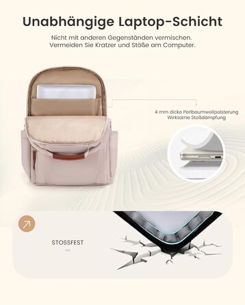 LOVEVOOK Рюкзак для ноутбука, водонепроникний, 15.6 дюймів, для роботи, школи, підлітка, велика пляшка води, елегантний, для роботи, навчання, подорожей, 15.6' (17', абрикозово-коричневий)