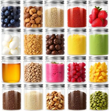 Набір пластикових контейнерів 20 шт. по 250 мл з кришкою, герметичні, BPA-Free, прозорі, для зберігання спецій, мюслі, цукерок, джему