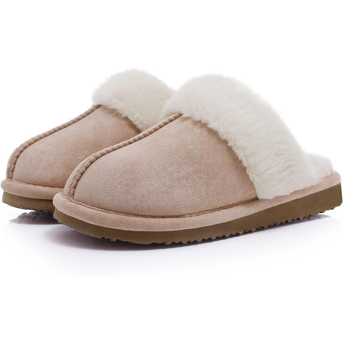 Жіночі халапи Litfun Зимові теплі плюшеві тапочки з замшею Memory Foam з штучним хутром для дому та вулиці (39/40 EU, Абрикосові)