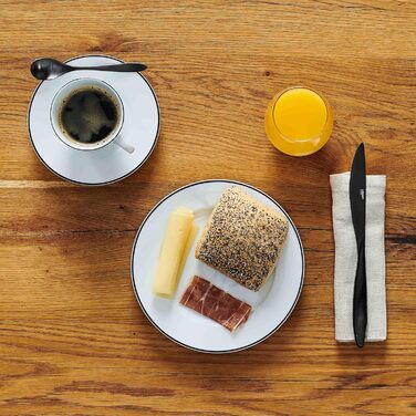 Mäser Nola: Сервіз для 6 осіб, 12 предметів, сучасний дизайн, білий з чорним обідком. Комплект тарілок (вечірній, суповий)