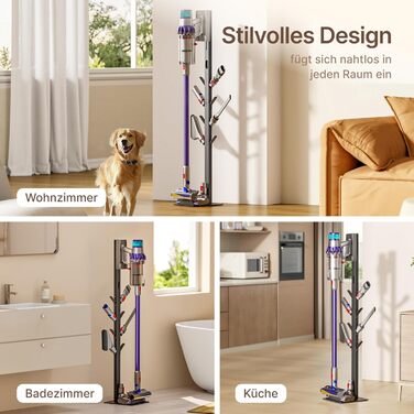 Стійка для пилосогів Dyson Gen5, V15, V12, V11, V10, V9, V8, V7, V6, Tineco S11, A10, A11, Eureka NEC180/280TL з 8 гаками, на підлогу, без свердління