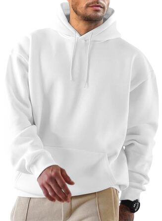 Чоловічий зимовий худі JMIERR білого кольору — теплий бавовняний прогулянковий пуловер з капюшоном та кишенями, розмір L