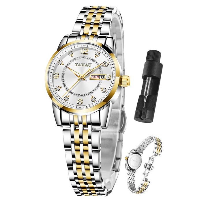 Жіночі годинники з арабськими цифрами, маленьке циферблат, Easy Read, дата, з нержавіючої сталі, водонепроникні, Reloj para Mujer (8102g)