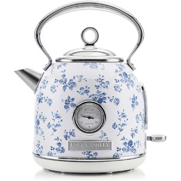 Laura Ashley Elveden Wireless Electric Kettle - 1.7L Stainless Steel, 2.2kW Fast Boil, Temperature Display & Overheat Protection