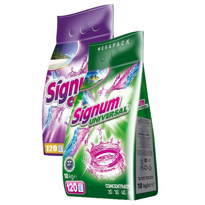 Пральний порошок Signum UNIVERSAL / Білий Clovin, 10 кг, 120 прань, 2в1
