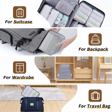 Органайзер для валізи 10 шт. Set, Packing Cubes для одягу, Travel Organizer, Набір для подорожей, Сітка для валізи (Сірий)