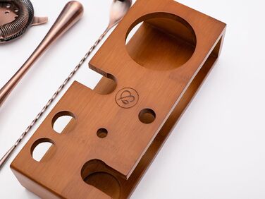 Набір для коктейлів Mint&Mortar 7 предметів з бамбуковим підставкою, з нержавіючої сталі, міксологія, барменський набір з барними інструментами для дому та професійного використання, ідеальний для Мартіні/Маргарити, 680 мл, міксер (Чорний) (Шліфоване мідь