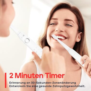 Електрична звукова зубна щітка Seago SG-958 (біла), 40000 вібрацій/хв, 5 режимів, 8 насадок, USB-зарядка