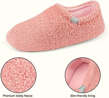 OFFCUP Теплі жіночі халапки-домашні тапочки з піни пам'яті, зимові, бавовняні, пухнасті, для дому та вулиці, рожеві, розміри 40-41