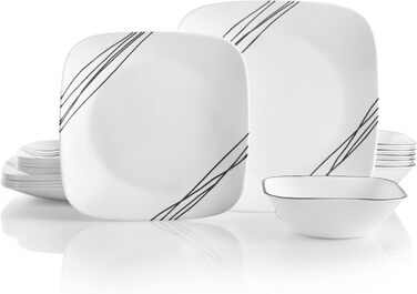 Corelle Сервіз для 6 осіб (18 предметів), чорно-білий, з малюнком 