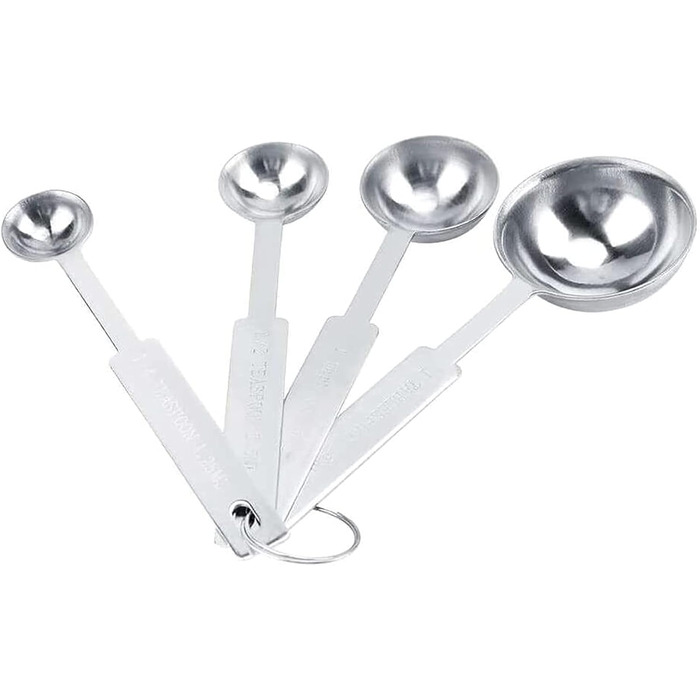Measuring spoons, 4-piece/set, silver-colored, stainless steel, durable, spice measuring cups for kitchen, cooking