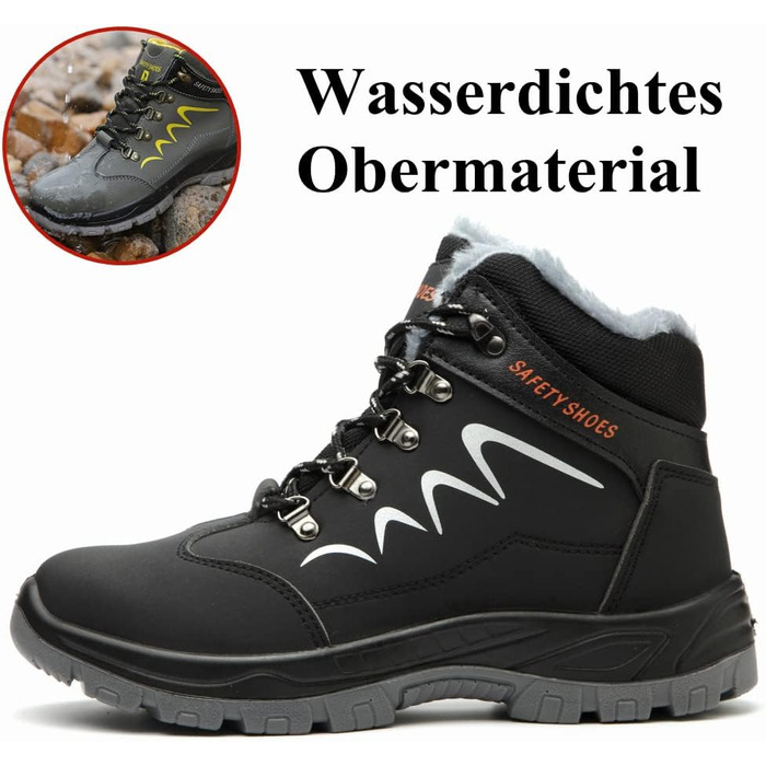 Черевики безпеки зимові чоловічі/жіночі S3, легкі, теплі, з металевим носком, 35-48 (38 EU, чорний)