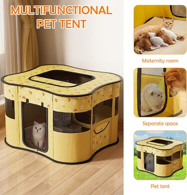 Портативний вольєр для цуценят ALLSOPETS: складаний загін для котів та собак, переносна клітка-будка з боковою кишенею (зелений, L)