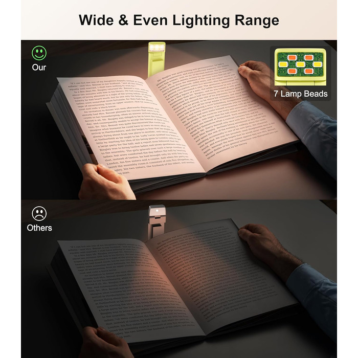 LED лампа для читання Gritin з кріпленням, USB-C, регульоване світло, 3 режими, без напруження для очей, для читання в ліжку, кут налаштування, для любителів книг (Смарагдово-зелений)