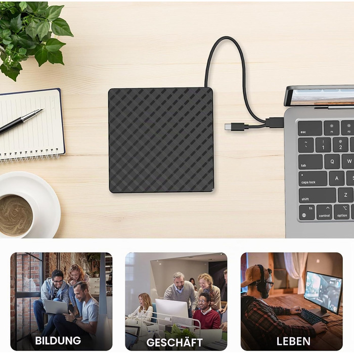 Зовнішній DVD-привід BENEWY USB 3.0 та USB-C, CD/DVD гравер для ноутбука та ПК (Windows, macOS, Linux)