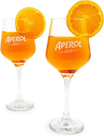 Maxito Original Aperol Spritz Glasses - 4 Pack | Modern Cocktail Glasses | Aperol Spritz Gift Set | Orange Drinking Glasses Set