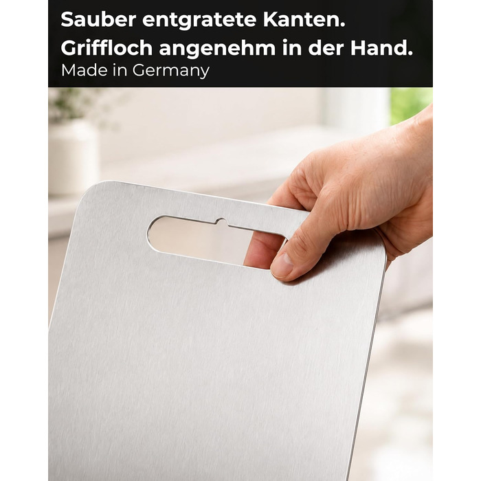 Обрізна дошка зі сталі нержавіючої 30x21 см, Made in Germany, для посудомийки, з силіконовими ніжками