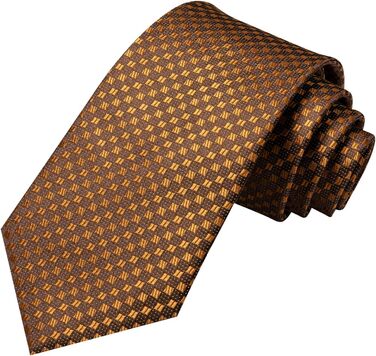 Комплект краватки Hi-Tie: шовкова краватка, нагрудний платок, запонки та бутоньєрка (Золото-коричневий) для весілля та бізнесу