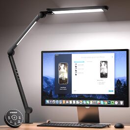 LED лампа EYOCEAN для робочого столу з регульованою яскравістю та двома джерелами світла, архітектурна лампа, 15W, захист очей