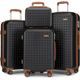 Валіза KONO з ABS пластику, ручна, з TSA замком, 75x48x29 см, набір 4 шт. (білий/чорний)