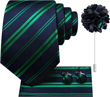 Набір краваток, нагрудних хустинок та запонок Hi-Tie для чоловіків (морський колір, розмір A)