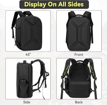 Чохол-рюкзак для камери з відділенням для ноутбука 15.6 дюймів, водонепроникний, ударостійкий, з тримачем для штатива (сумісний з Canon/Nikon/Sony), чорний